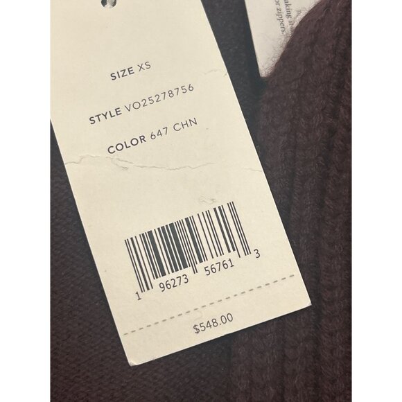 VINCE Rib Placket Wool Cashmere Blend Cardigan Cherry Night - Picture 5 of 6